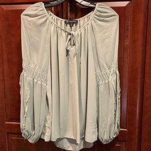 INC Dusty Green peasant Blouse Size M.